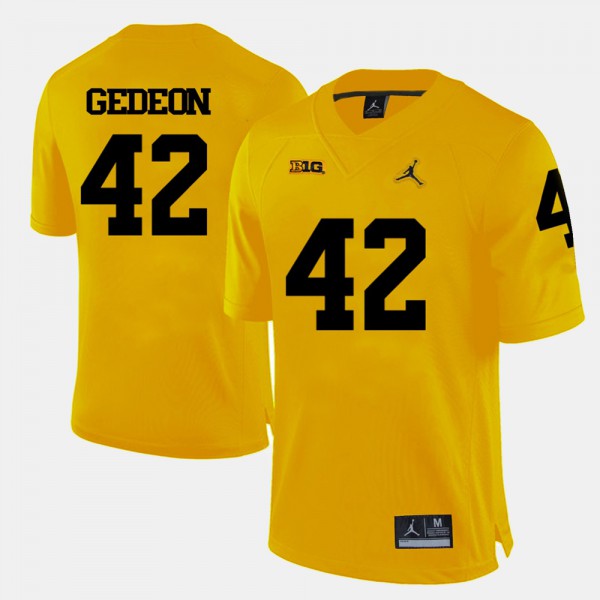 University of Michigan #42 Mens Ben Gedeon Jersey Yellow Alumni College Football
